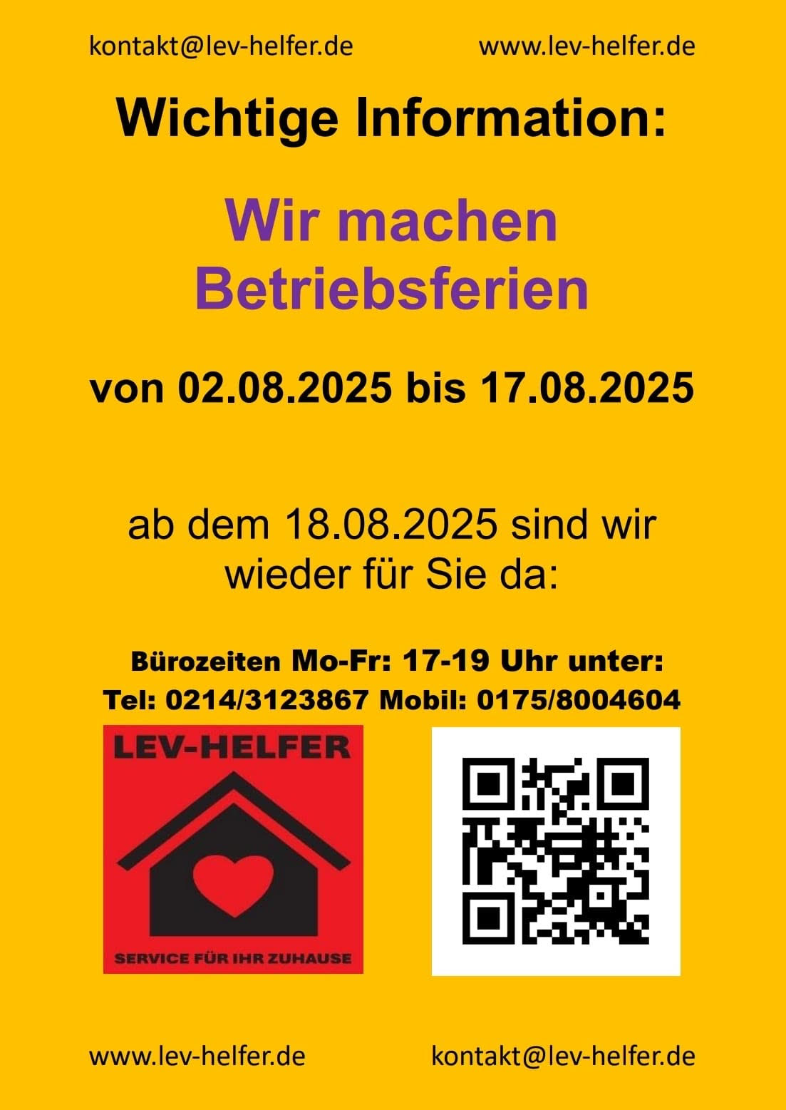 Betriebsferien